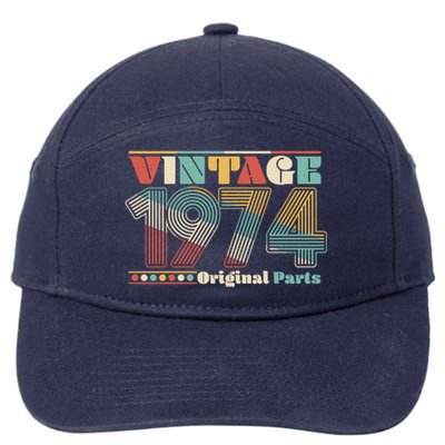 Retro 60s 70s Style Vintage 1974 Original Parts 50th Birthday 7-Panel Snapback Hat