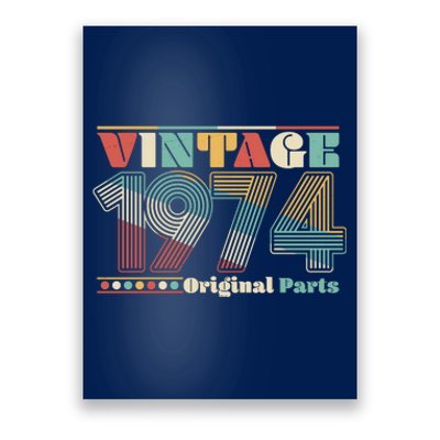 Retro 60s 70s Style Vintage 1974 Original Parts 50th Birthday Poster