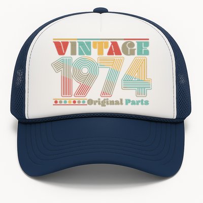 Retro 60s 70s Style Vintage 1974 Original Parts 50th Birthday Trucker Hat