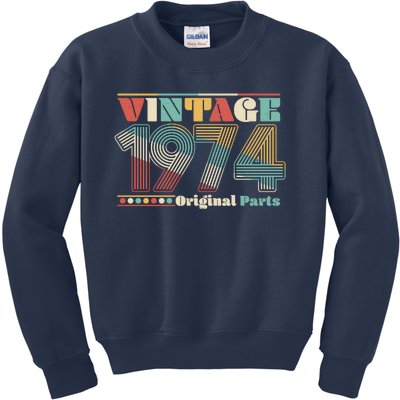 Retro 60s 70s Style Vintage 1974 Original Parts 50th Birthday Kids Sweatshirt