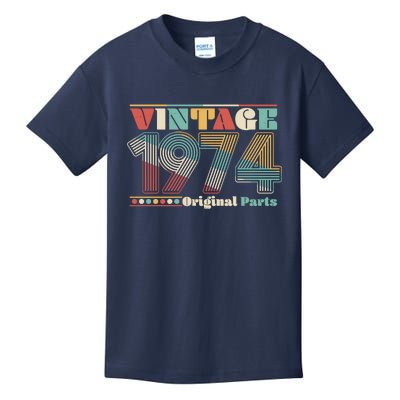 Retro 60s 70s Style Vintage 1974 Original Parts 50th Birthday Kids T-Shirt