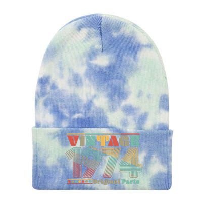 Retro 60s 70s Style Vintage 1974 Original Parts 50th Birthday Tie Dye 12in Knit Beanie