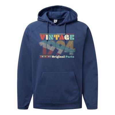 Retro 60s 70s Style Vintage 1994 Original Parts 30th Birthday Performance Fleece Hoodie