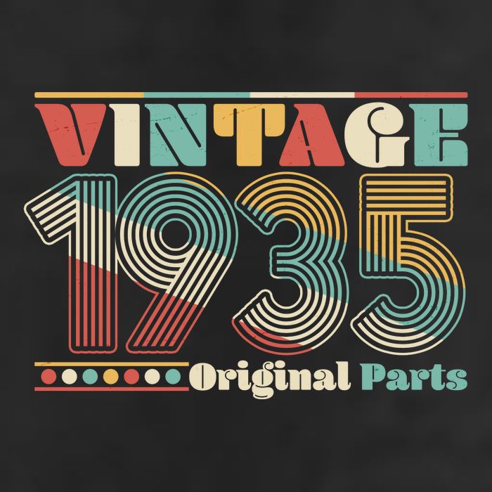 Retro 60s 70s Style Vintage 1935 Original Parts 90th Birthday Beanie