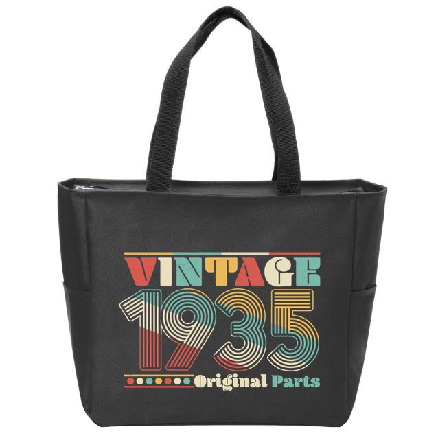 Retro 60s 70s Style Vintage 1935 Original Parts 90th Birthday Zip Tote Bag
