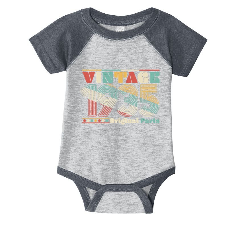 Retro 60s 70s Style Vintage 1935 Original Parts 90th Birthday Infant Baby Jersey Bodysuit