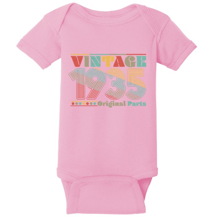 Retro 60s 70s Style Vintage 1935 Original Parts 90th Birthday Baby Bodysuit