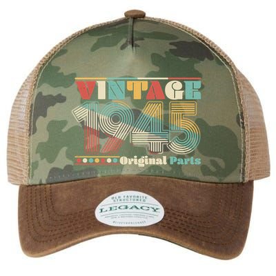 Retro 60s 70s Style Vintage 1945 Original Parts 80th Birthday Legacy Tie Dye Trucker Hat