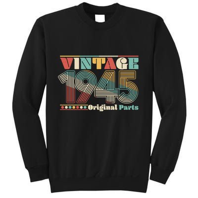Retro 60s 70s Style Vintage 1945 Original Parts 80th Birthday Sweatshirt