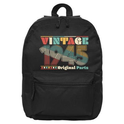 Retro 60s 70s Style Vintage 1945 Original Parts 80th Birthday 16 in Basic Backpack