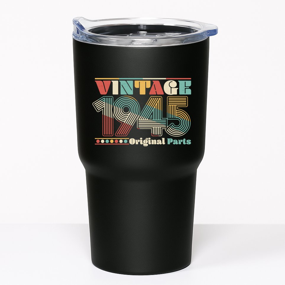 Retro 60s 70s Style Vintage 1945 Original Parts 80th Birthday Tumbler