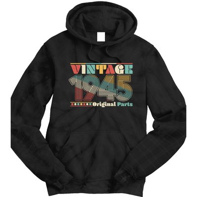 Retro 60s 70s Style Vintage 1945 Original Parts 80th Birthday Tie Dye Hoodie