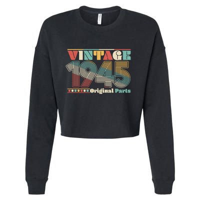 Retro 60s 70s Style Vintage 1945 Original Parts 80th Birthday Cropped Pullover Crew