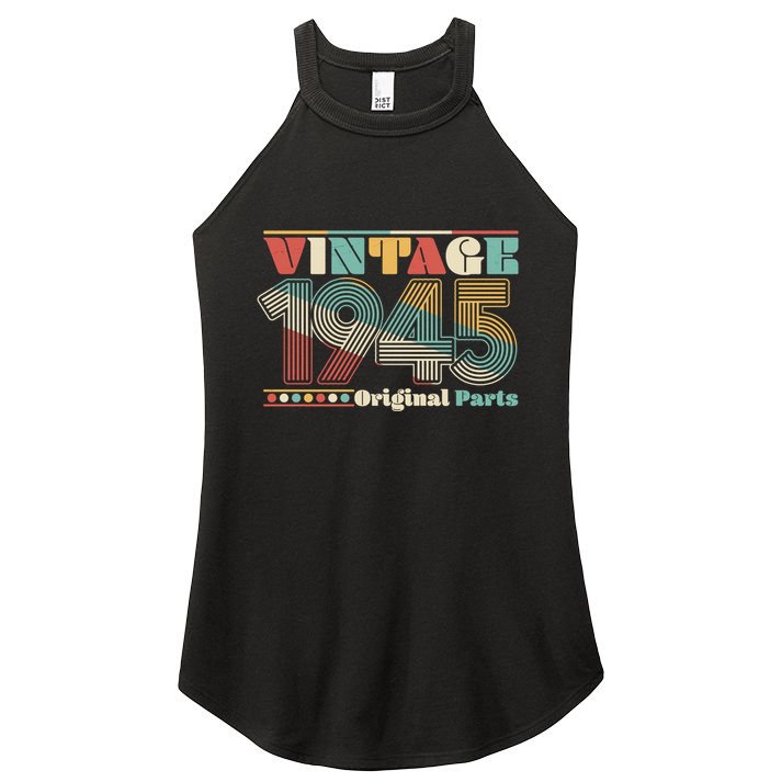 Retro 60s 70s Style Vintage 1945 Original Parts 80th Birthday Women's Perfect Tri Rocker Tank