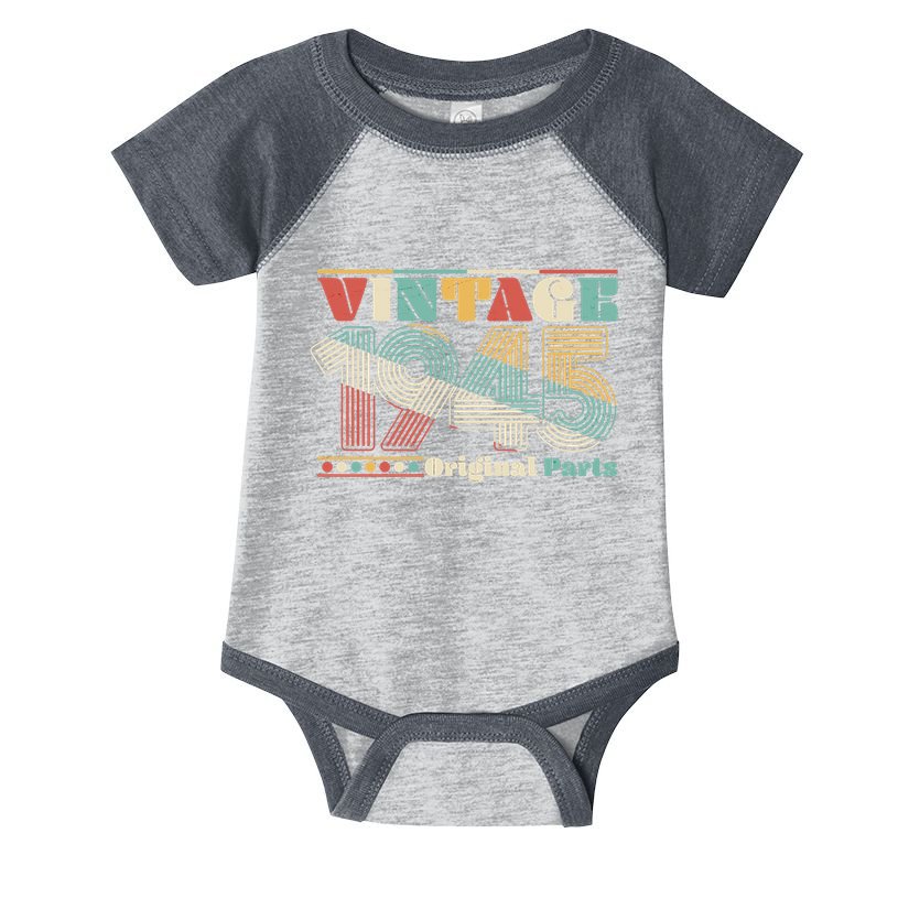 Retro 60s 70s Style Vintage 1945 Original Parts 80th Birthday Infant Baby Jersey Bodysuit