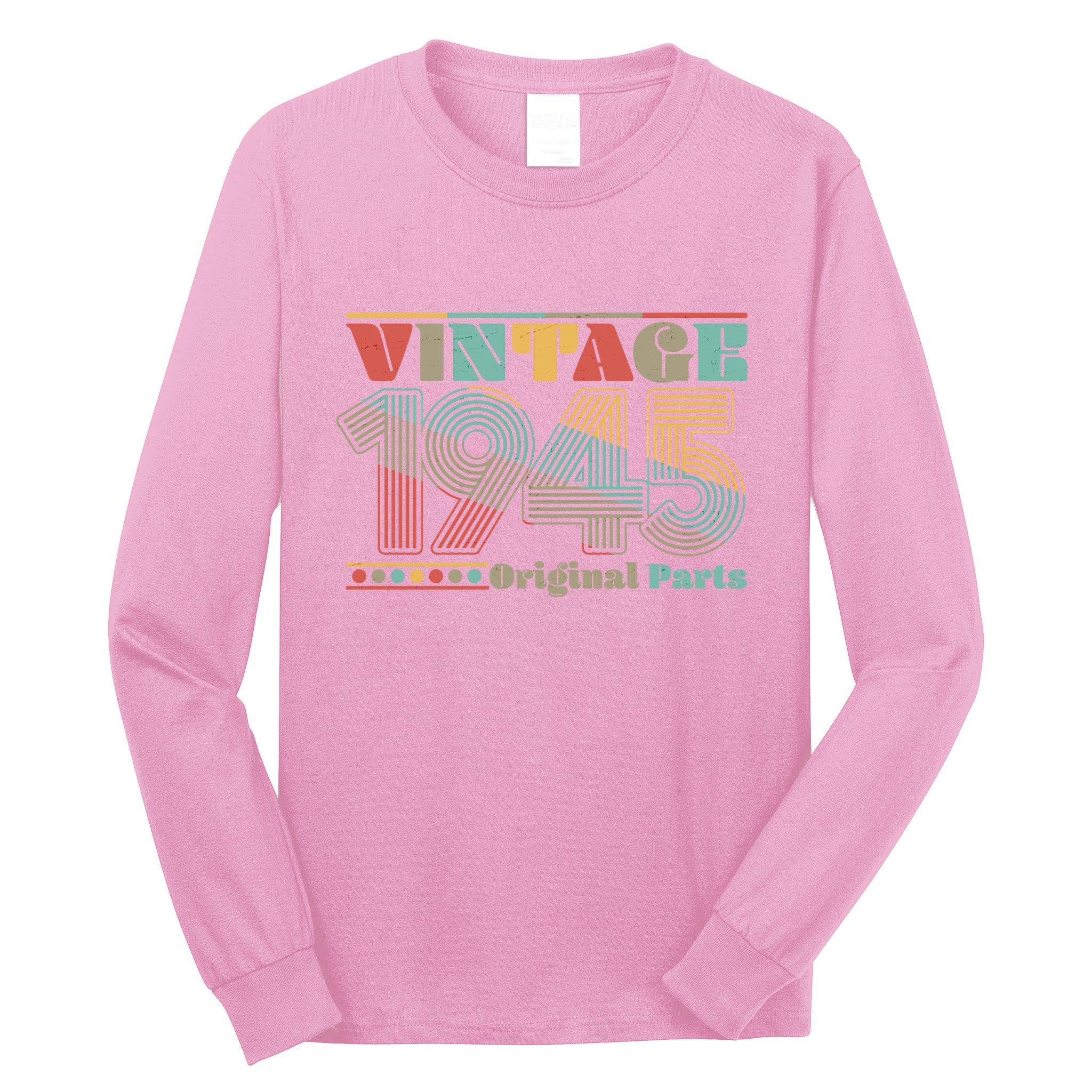 Retro 60s 70s Style Vintage 1945 Original Parts 80th Birthday Long Sleeve Shirt