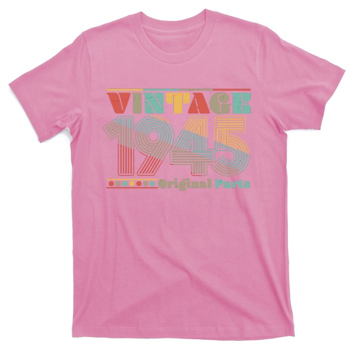 Retro 60s 70s Style Vintage 1945 Original Parts 80th Birthday T-Shirt