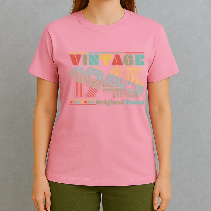 Retro 60s 70s Style Vintage 1945 Original Parts 80th Birthday T-Shirt