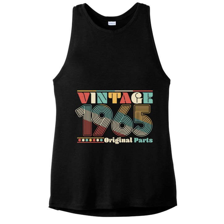 Retro 60s 70s Style Vintage 1965 Original Parts 60th Birthday Ladies PosiCharge Tri-Blend Wicking Tank