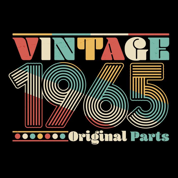 Retro 60s 70s Style Vintage 1965 Original Parts 60th Birthday 7-Panel Snapback Hat