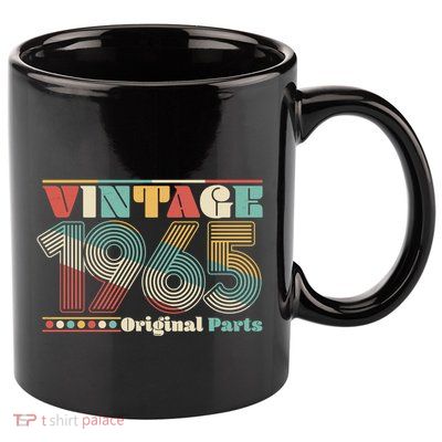 Retro 60s 70s Style Vintage 1965 Original Parts 60th Birthday 11oz C Handle Ceramic Mug