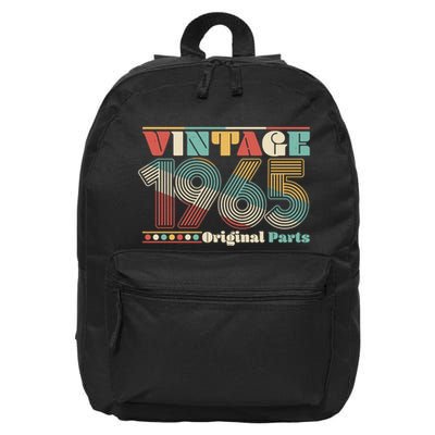 Retro 60s 70s Style Vintage 1965 Original Parts 60th Birthday 16 in Basic Backpack