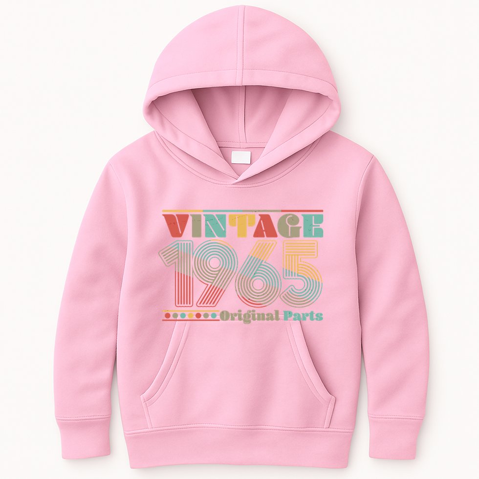 Retro 60s 70s Style Vintage 1965 Original Parts 60th Birthday Kids Hoodie