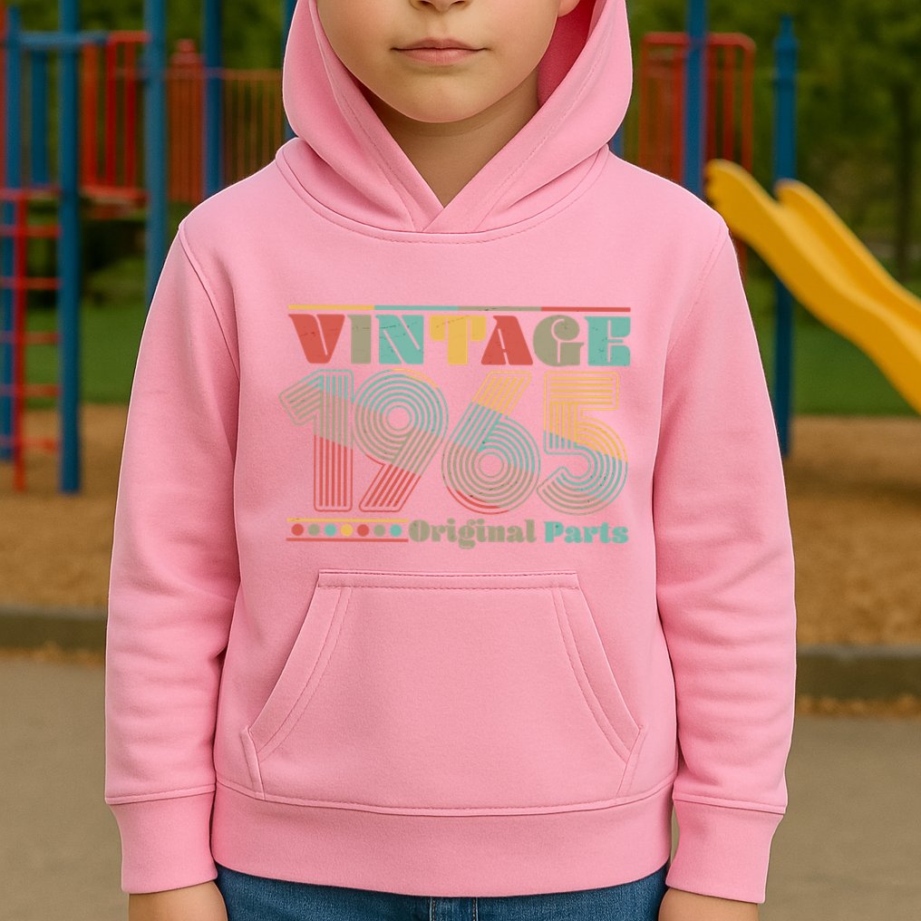 Retro 60s 70s Style Vintage 1965 Original Parts 60th Birthday Kids Hoodie
