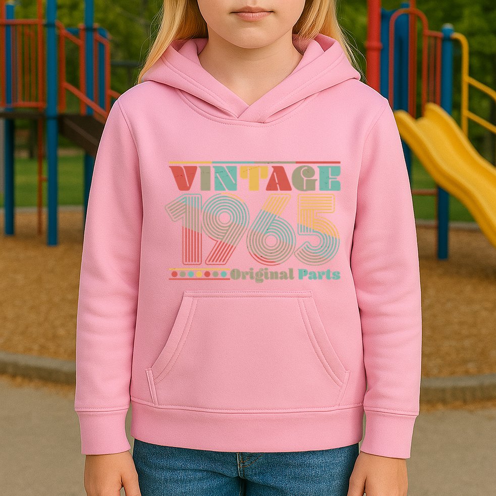 Retro 60s 70s Style Vintage 1965 Original Parts 60th Birthday Kids Hoodie