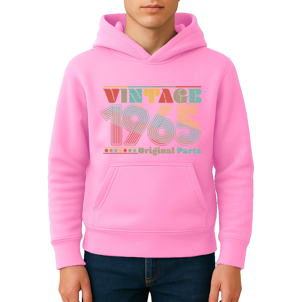 Retro 60s 70s Style Vintage 1965 Original Parts 60th Birthday Kids Hoodie