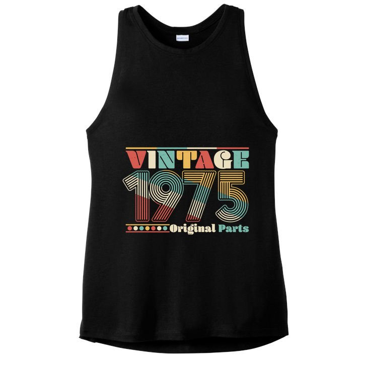 Retro 60s 70s Style Vintage 1975 Original Parts 50th Birthday Ladies PosiCharge Tri-Blend Wicking Tank