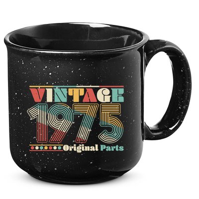 Retro 60s 70s Style Vintage 1975 Original Parts 50th Birthday 15oz Campfire Ceramic Mug