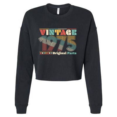 Retro 60s 70s Style Vintage 1975 Original Parts 50th Birthday Cropped Pullover Crew