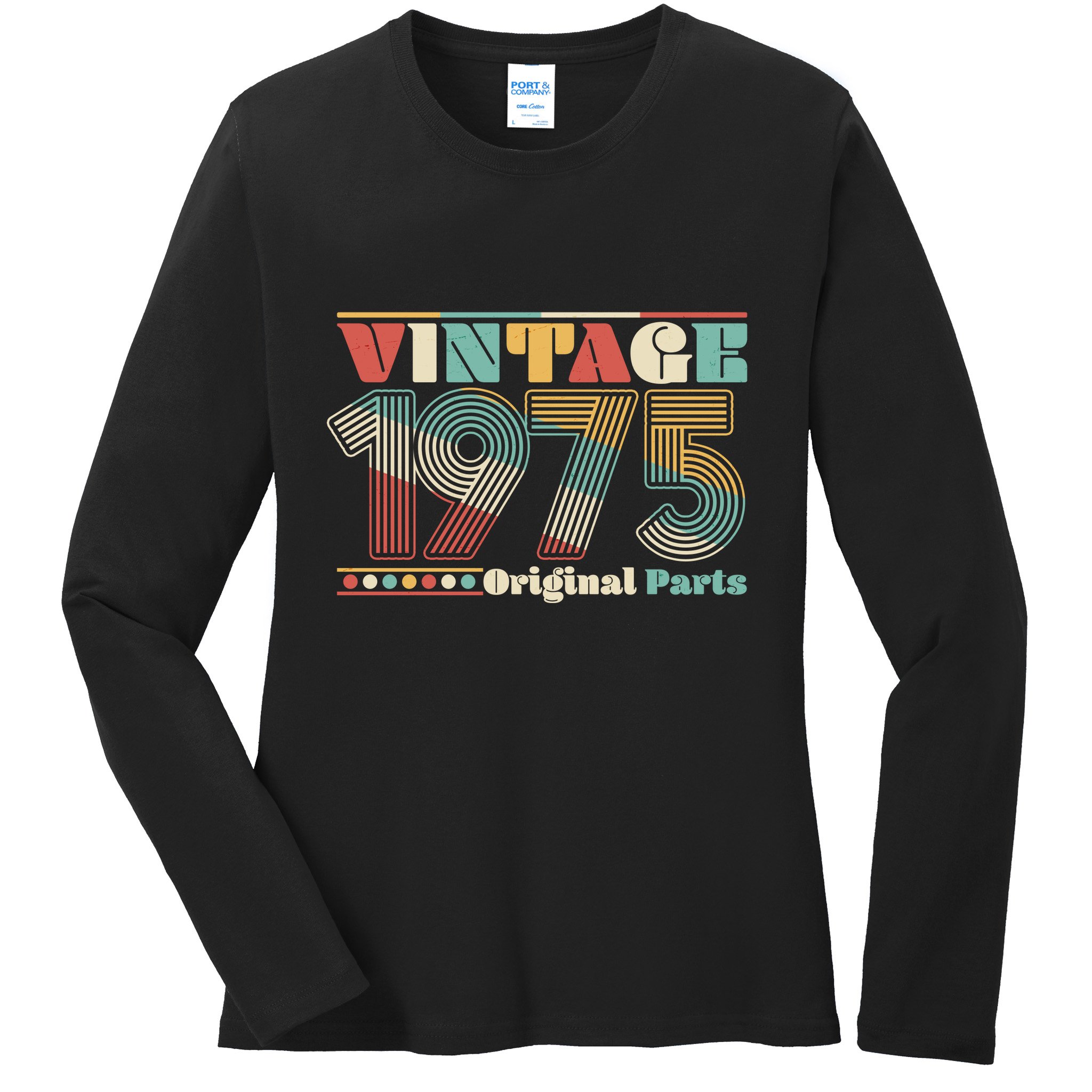 Retro 60s 70s Style Vintage 1975 Original Parts 50th Birthday Ladies Long Sleeve Shirt