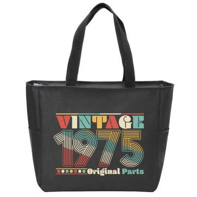 Retro 60s 70s Style Vintage 1975 Original Parts 50th Birthday Zip Tote Bag