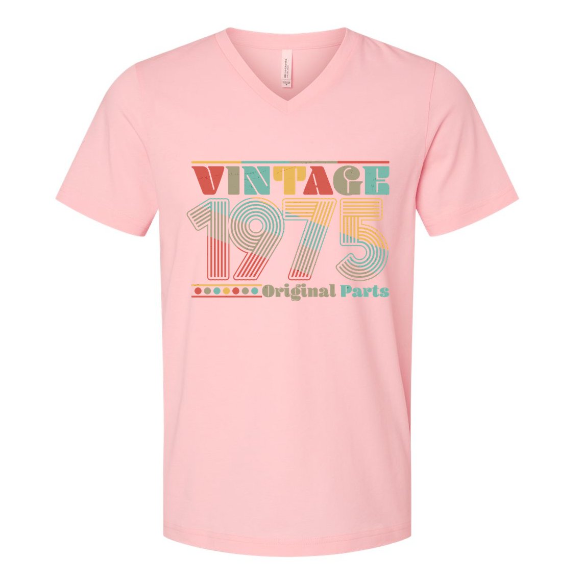 Retro 60s 70s Style Vintage 1975 Original Parts 50th Birthday V-Neck T-Shirt