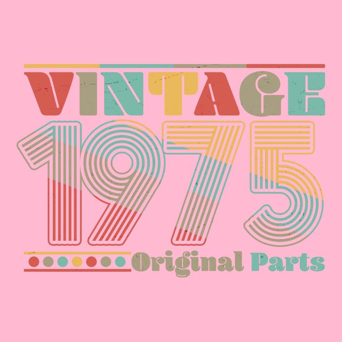 Retro 60s 70s Style Vintage 1975 Original Parts 50th Birthday Baby Bodysuit
