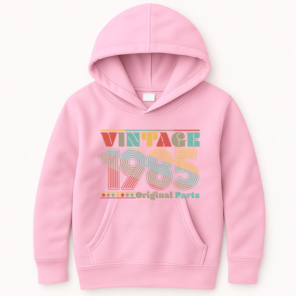 Retro 60s 70s Style Vintage 1985 Original Parts 40th Birthday Kids Hoodie