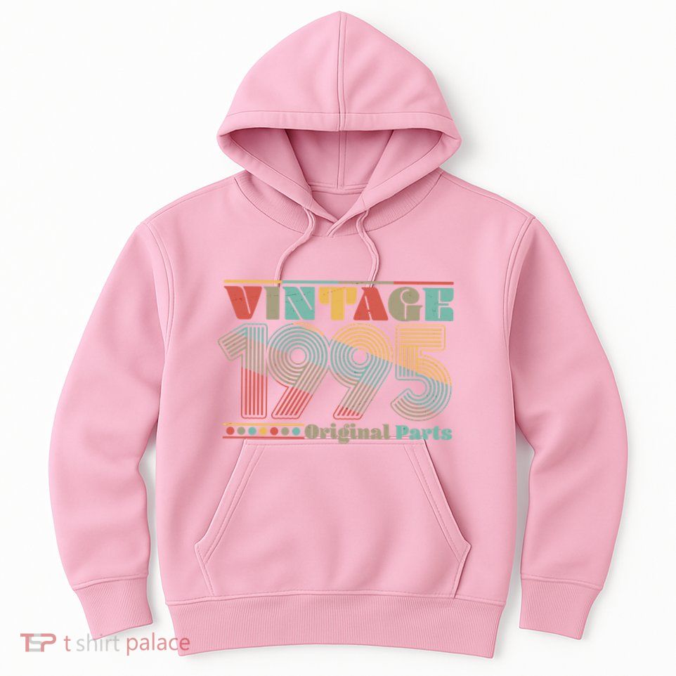 Retro 60s 70s Style Vintage 1995 Original Parts 30th Birthday Hoodie