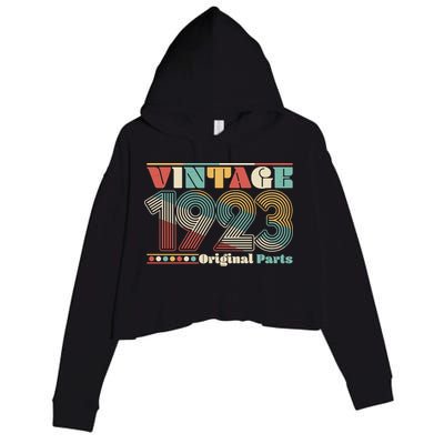 Retro 60s 70s Style Vintage 1923 Original Parts 100th Birthday Crop Fleece Hoodie
