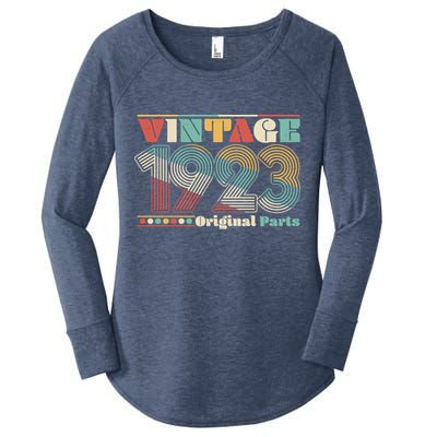 Retro 60s 70s Style Vintage 1923 Original Parts 100th Birthday Women's Perfect Tri Tunic Long Sleeve Shirt