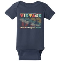 Retro 60s 70s Style Vintage 1923 Original Parts 100th Birthday Baby Bodysuit