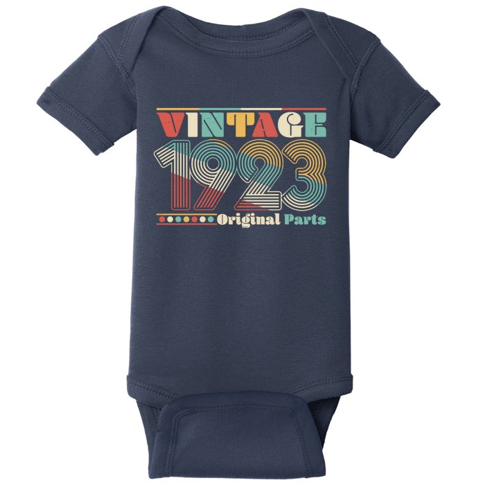 Retro 60s 70s Style Vintage 1923 Original Parts 100th Birthday Baby Bodysuit