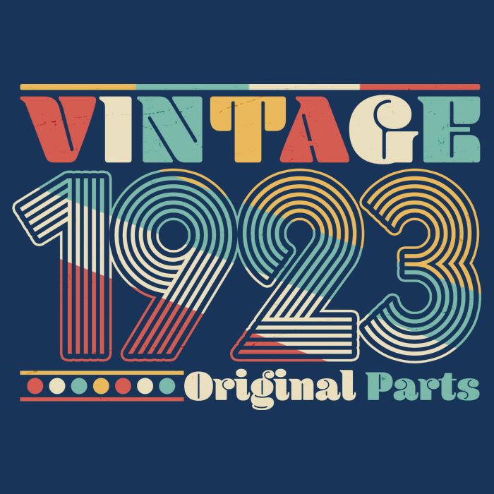 Retro 60s 70s Style Vintage 1923 Original Parts 100th Birthday Baby Bodysuit