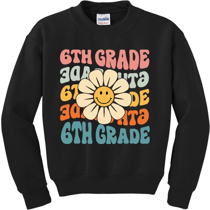 Retro 6th Grade Daisy Colorful Back To School Sixth Grade Kids Sweatshirt