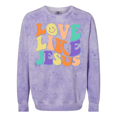 Retro 60s Love Like Jesus Colorblast Crewneck Sweatshirt