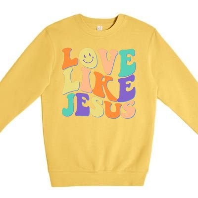 Retro 60s Love Like Jesus Premium Crewneck Sweatshirt