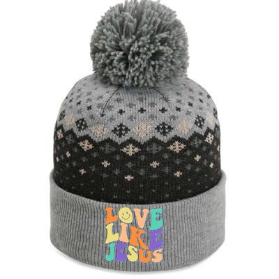 Retro 60s Love Like Jesus The Baniff Cuffed Pom Beanie