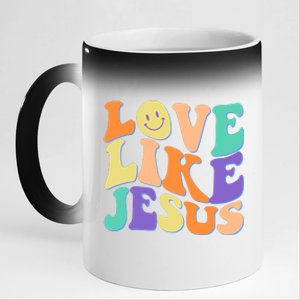 Retro 60s Love Like Jesus 11oz Black Color Changing Mug