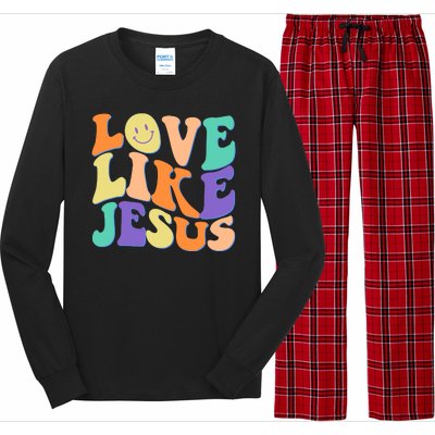 Retro 60s Love Like Jesus Long Sleeve Pajama Set